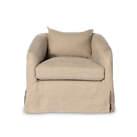 Belgian Linen™ Slipcover Swivel Chair, Flanders Flax