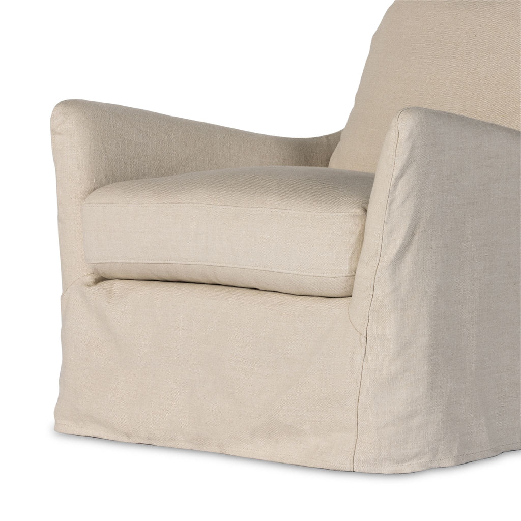 Belgian Linen™ Slipcover Swivel Chair, Brussels Natural