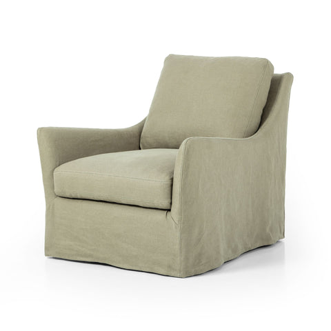 Belgian Linen™ Slipcover Swivel Chair, Brussels Khaki