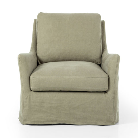 Belgian Linen™ Slipcover Swivel Chair, Brussels Khaki