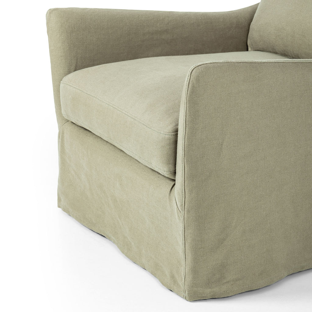 Belgian Linen™ Slipcover Swivel Chair, Brussels Khaki
