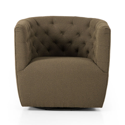 Metropolis Swivel Chair, Fiqa Boucle Olive