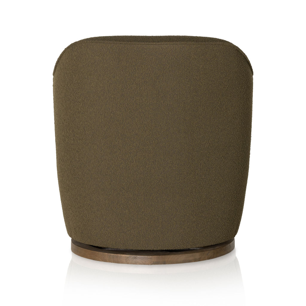 Small Drum Swivel Chair, Fiqa Boucle Olive