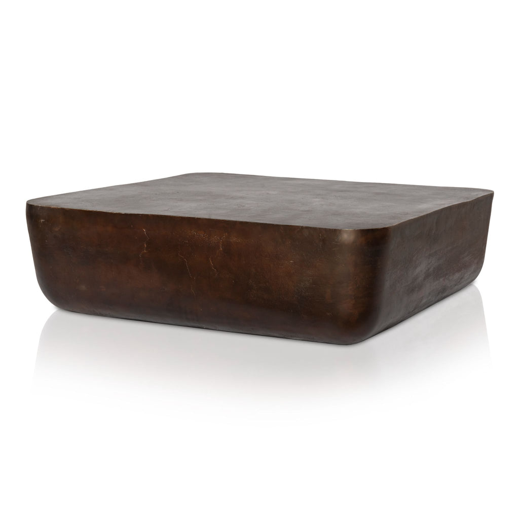 Smoked Aluminum Square Coffee Table, Large