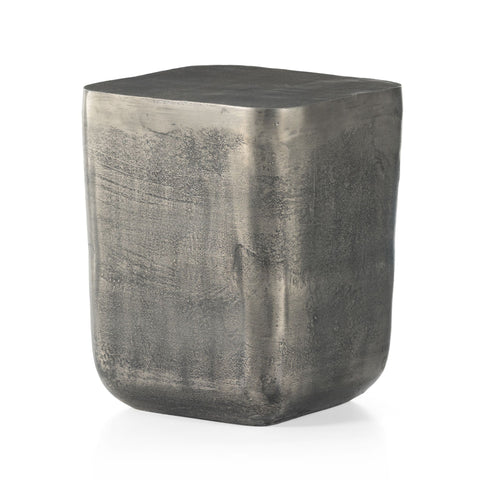 Smoked Aluminum Square Side Table