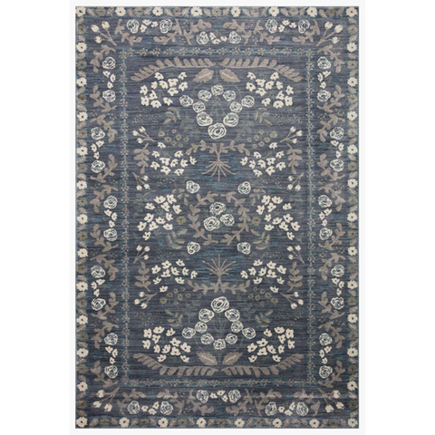 Rifle Paper Rug, Fiore Florence Navy Grey