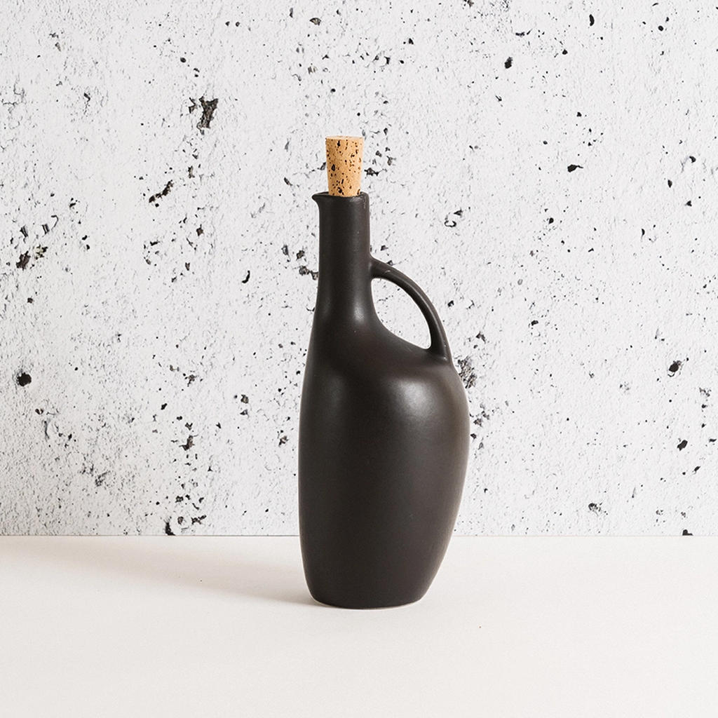 Stoneware Olive Oil Bottle, Canard 34oz Matte Black