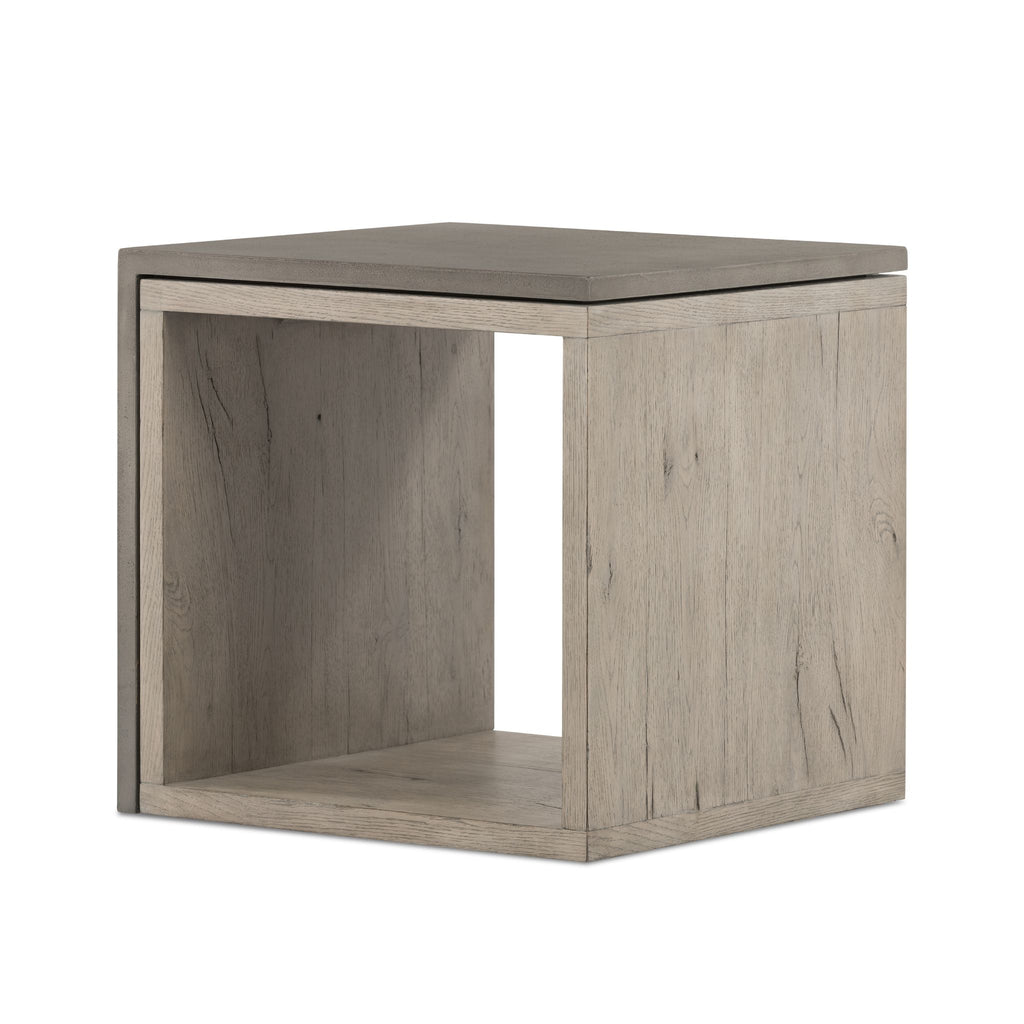 Concrete Oak Veneer End Table