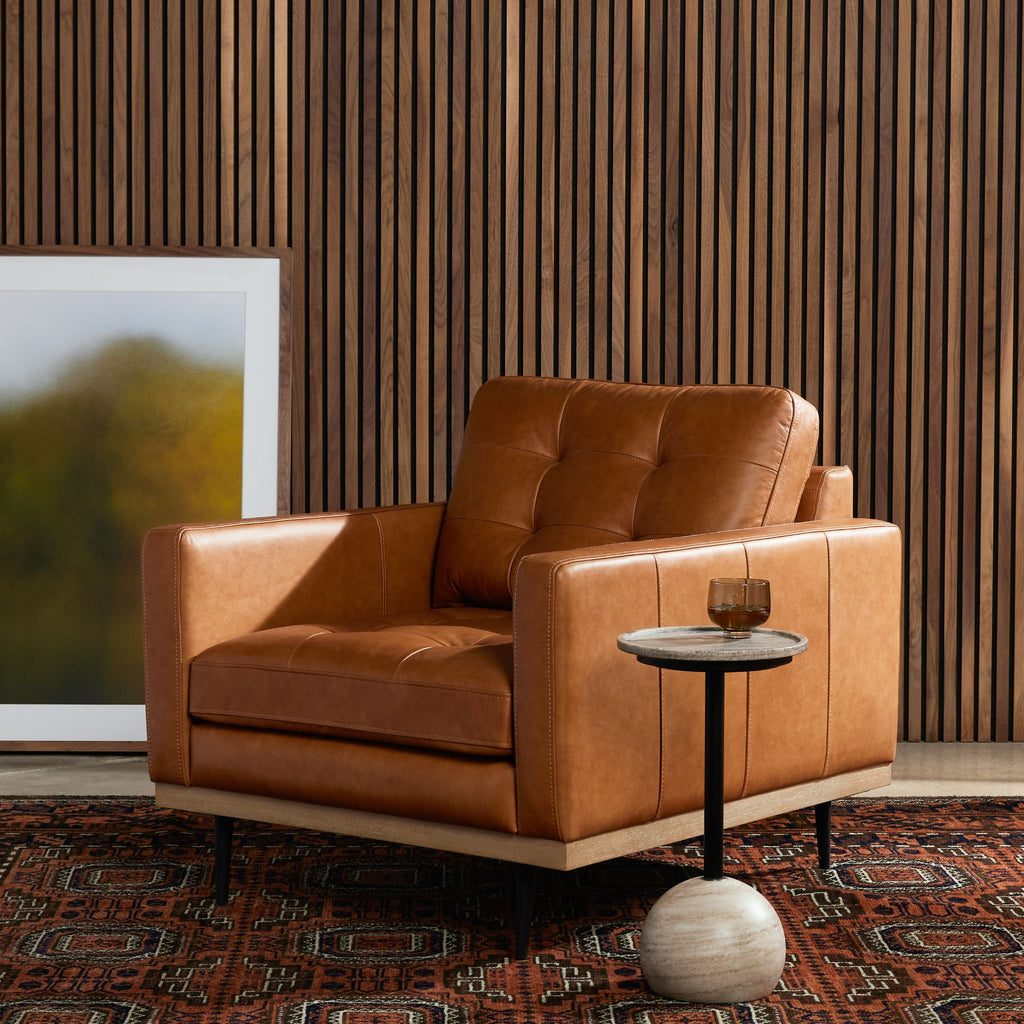Button Perfection Chair, Butterscotch Leather