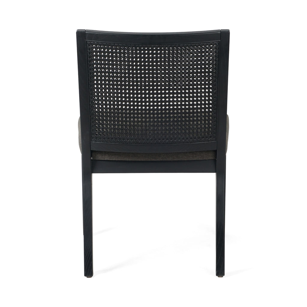 Natural Cane Armless Dining Chair, Brushed Ebony Savile Charcoal