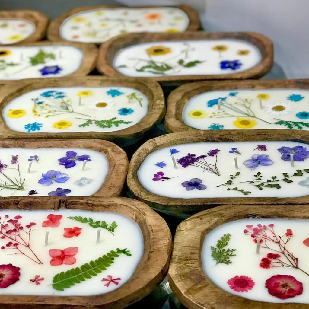 Soy Candle, Flower Natural Dough Bowl