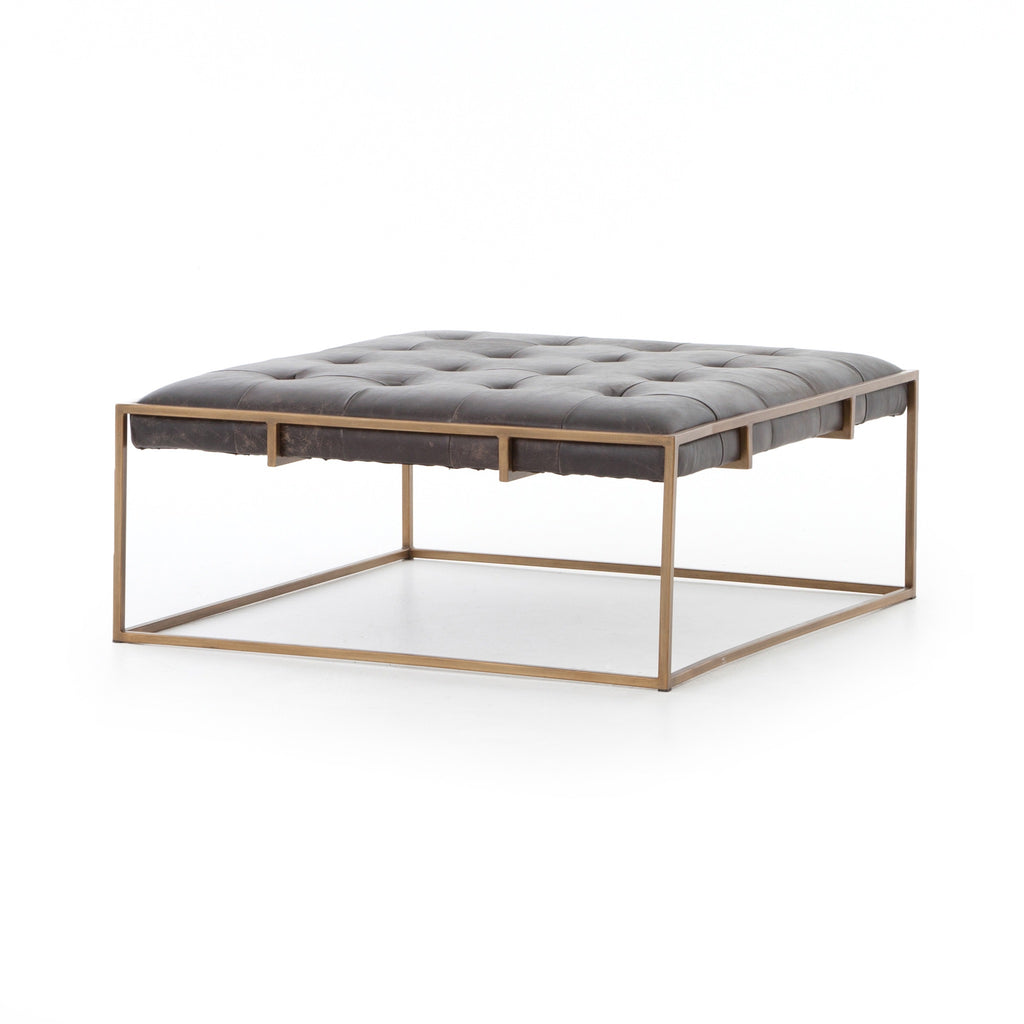 Tufted Coffee Table, Leather Square