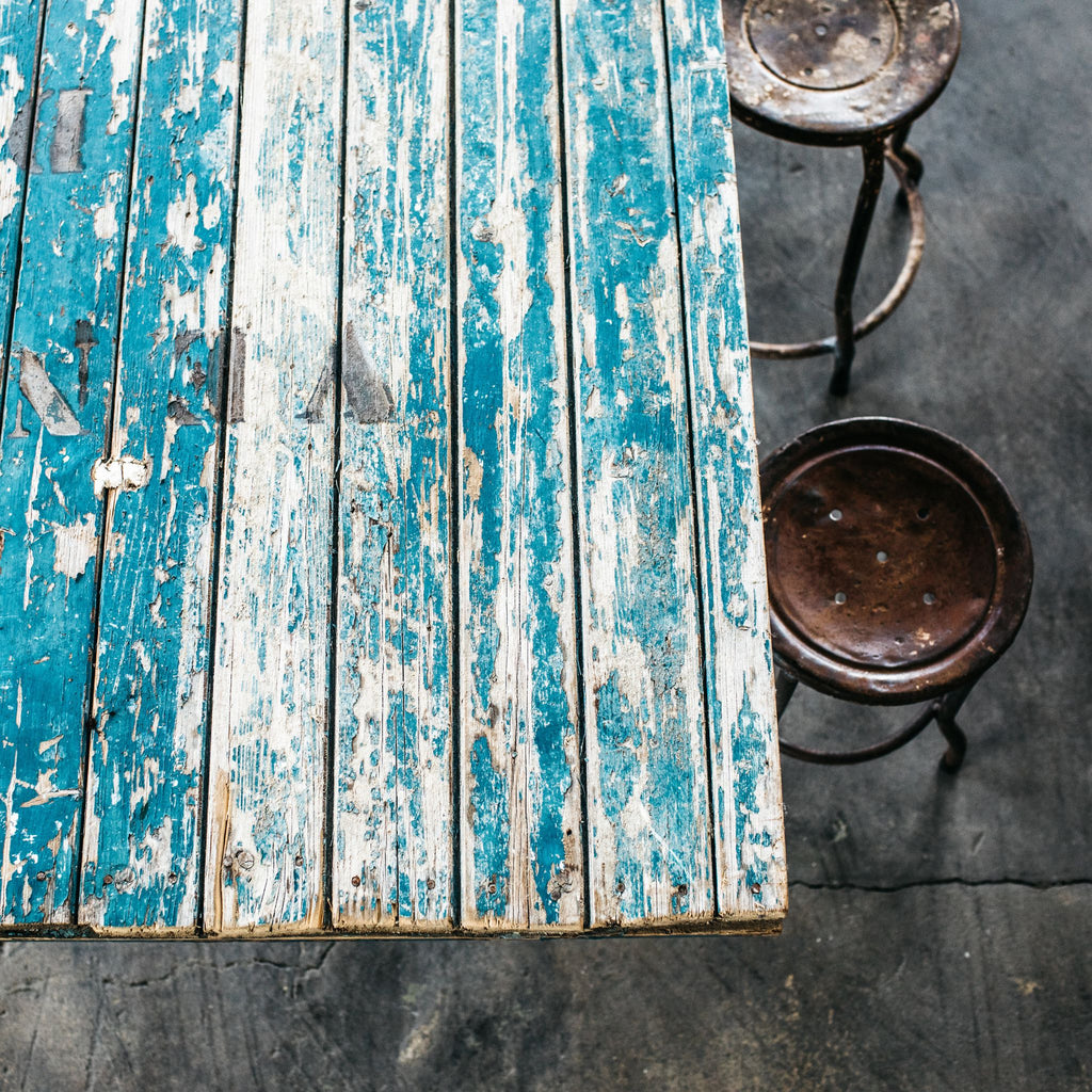 Vintage Blue French Bistro Table