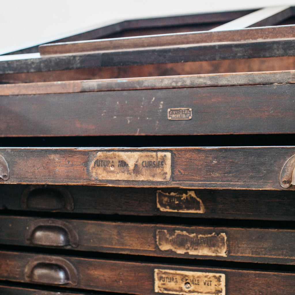 Antique Printing Press Cabinet (Long)