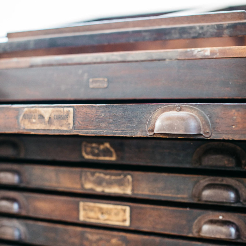 Antique Printing Press Cabinet (Long)