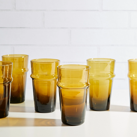 Moroccan Beldi Amber Glassware - Set of 6
