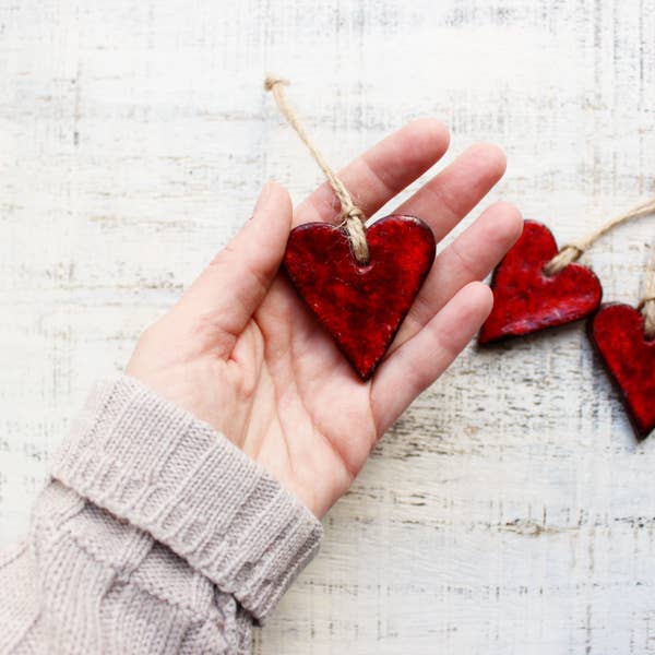 Red Heart Christmas Ornaments