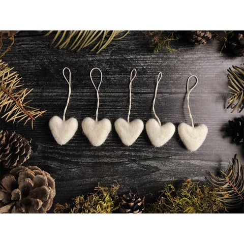 "Heart Felt" Ornament, White Set of 6