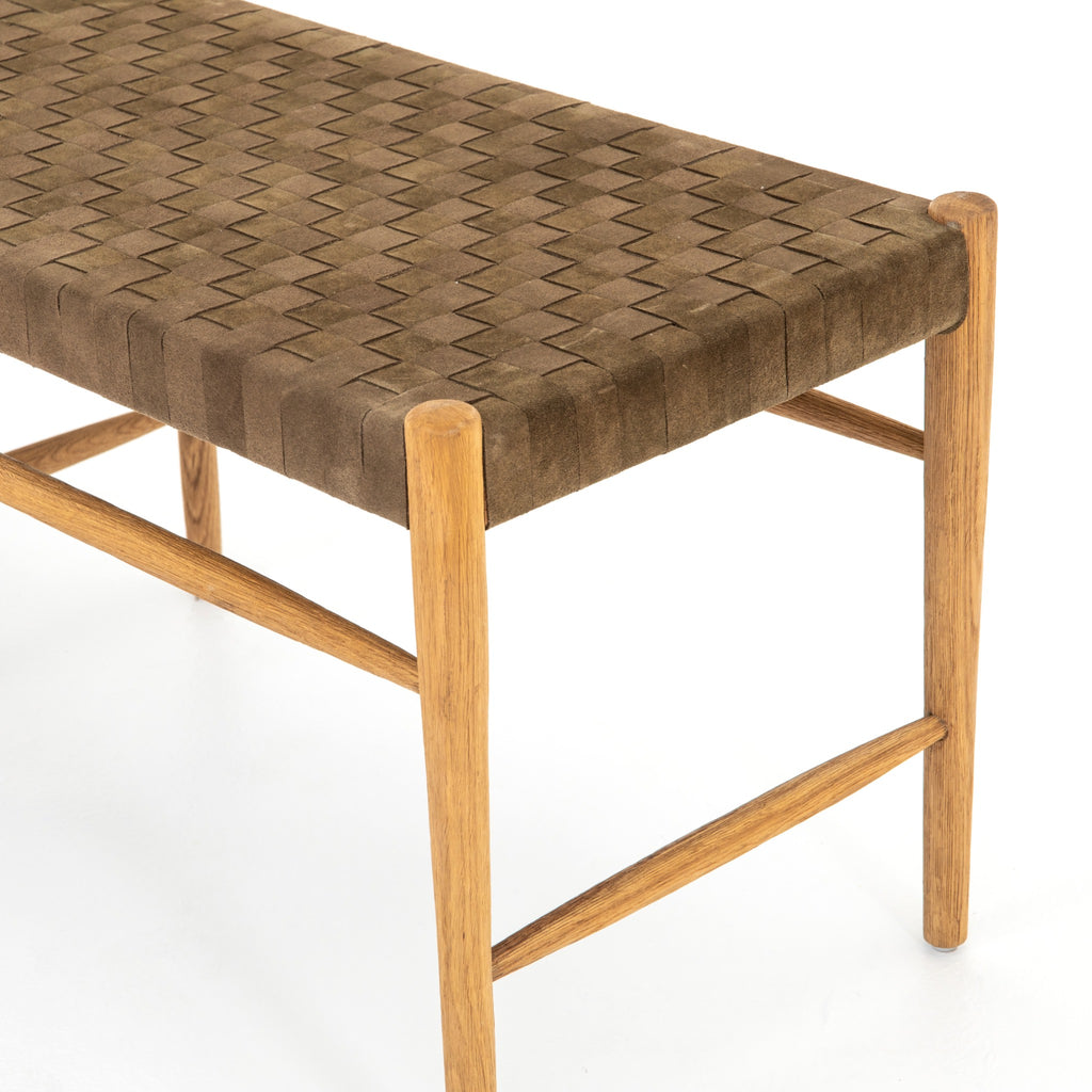 Leather Woven Bench
